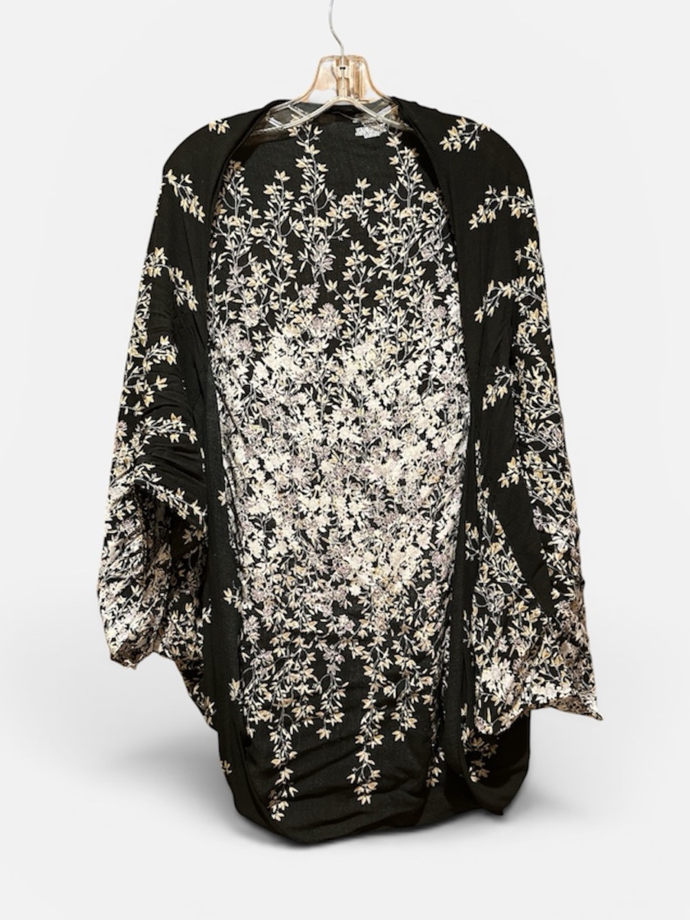 Merona Black Top with Ivory Botanical Print